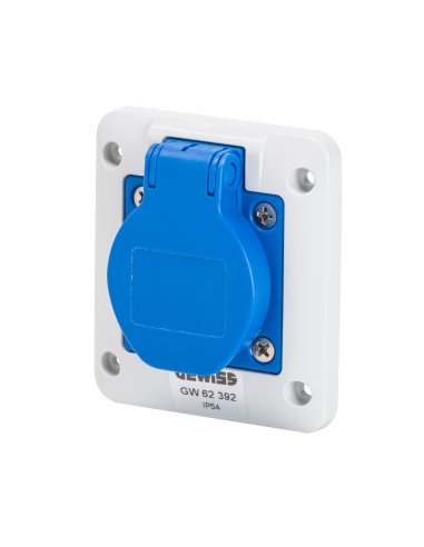 BASE FIJA DE EMPOTRAR A 10° - 2P+T 16A 200-250V 50/60HZ - 85X75 - AZUL - CONEXIONADO DE - A000855109 GEWISS GW62392