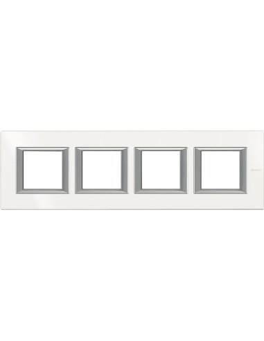 Placa embellecedora recta Axolute de color Blanco Axolute - 2 x 4 módulos - entreeje 71 - A000878042 BTICINO HA4802M4HHD