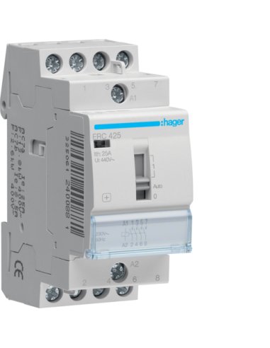 Contactor manual 25A 4NA 230V - A000901690 HAGER ERC425 (EMBALAJE DE 6 UNIDADES)