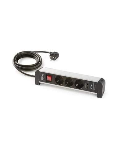 Base 3 tomas con interruptor TT 16A 2 USB potreccion sobremesa cable 1