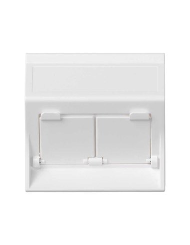 Placa de voz y datos inclinada con guardapolvo 1 elemento para 2 RJ45 blanco Simon 500  - A000989778 CON_CON 50000086-030