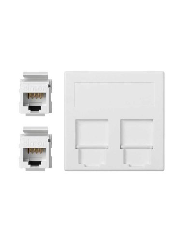 Placa de voz y datos plana con guardapolvo de 1 elemento con 2 RJ45 categoría 6 UTP bla - A000989842 CON_CON 50002089-030