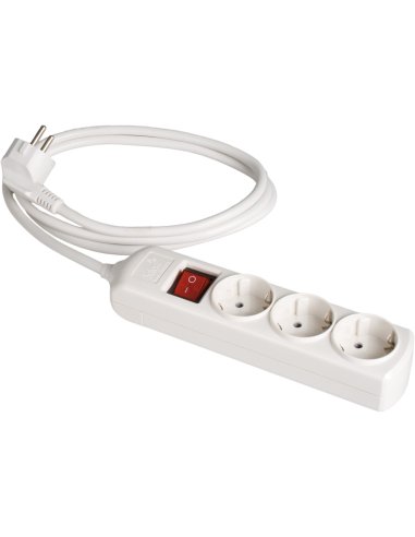 Prolongador con 3 bases 2P+T 16A 250V~.  Con interruptor luminoso. 2 m de cable. - A001085519 SOLERA 8023IL