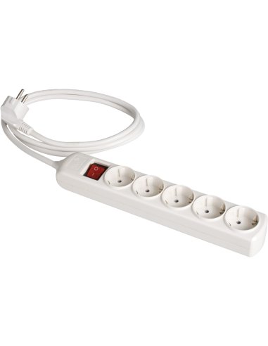 Prolongador con 5 bases 2P+T 16A 250V~.  Con interruptor luminoso. 2 m de cable. - A001085521 SOLERA 8025IL