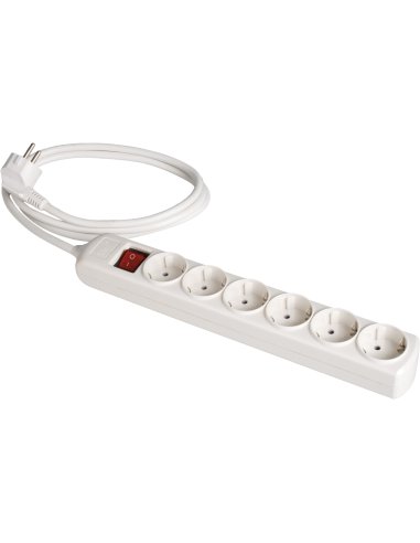 Prolongador con 6 bases 2P+T 16A 250V~.  Con interruptor luminoso. 2 m de cable. - A001085522 SOLERA 8026IL