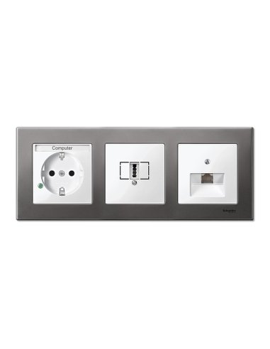 Marco 3 elementos elegance Gris Rodio - A001135030 SCHNEIDER ELECTRIC MTN403314