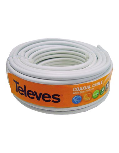 Cable coaxial PVC 20m blanco rollo - A001188364 TELEVES 435501