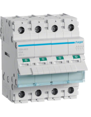 Interruptor modular corte SB 4P 63A - A001208486 HAGER SBN463 (EMBALAJE DE 3 UNIDADES)