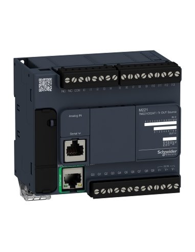 Controlador Modicon M221 con Ethernet 24 ES de tipo transistor PNP - A001236800 SCHNEIDER ELECTRIC TM221CE24T