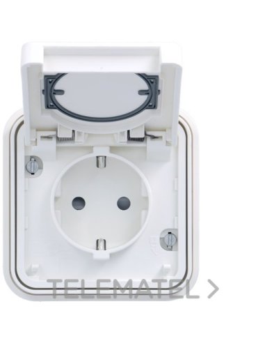 Toma schuko empotrar estanco blanco - A001371052 HAGER WNE161B