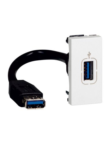 Base datos Mosaic - USB 3.0 hembra - 1 módulo - preconectorizada - Blanco - A001514906 LEGRAND 078746