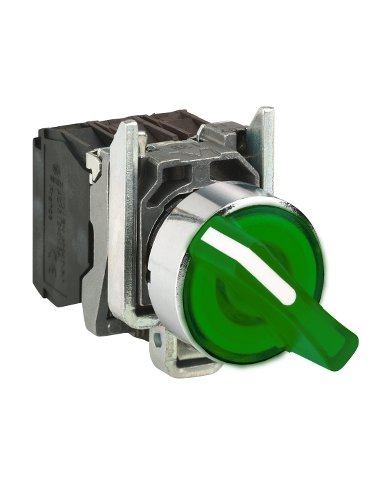 Selector luminoso verde 3 posiciones   fijas 24v 1na1nc - A001579040 SCHNEIDER ELECTRIC XB4BK133B5