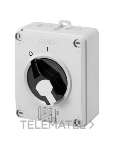 INTERRUPTOR ROTATIVO - HP - MANDO - CAJA DE MATERIAL AISLANTE - 16A 2P - MANETA NEGRA - - A001608089 GEWISS GW70401P