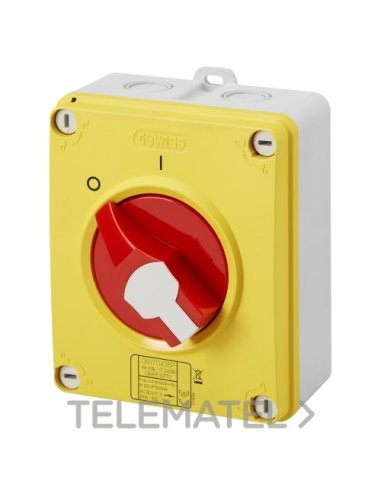 INTERRUPTOR ROTATIVO - HP - EMERGENCIA - CAJA DE MATERIAL AISLANTE - 16A 2P - MANETA RO - A001608151 GEWISS GW70431P