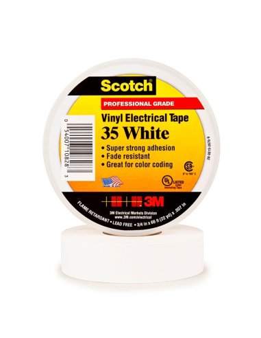 Scotch® 35 cinta eléctrica - 19 mm x 20 m. Color Blanco 7100240608 - A001664641 3M 35BL (EMBALAJE DE 20 UNIDADES)