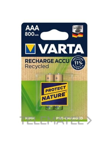 ACUMULADOR DE CONSUMO BLX2 AAA 800MAH VARTA RECYCLED RECARGABLE - A002950814 VARTA 56813101402