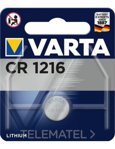 PILA BOTÓN CR1216 3V LITIO (BLÍSTER 1U) - A002950933 VARTA 6216101401 (EMBALAJE DE 10 UNIDADES)