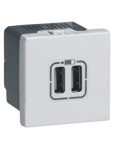 Base cargador USB 2 módulos dos puertos tipo A+A - 3A - 15W - Blanco - A003880766 LEGRAND 278594L