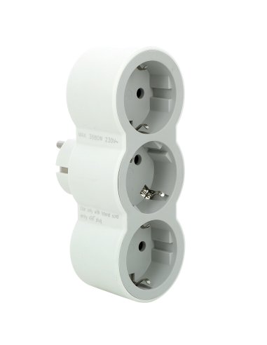 Adaptador triple 3x2P+T de entrada frontal. Color blanco y gris - A004448506 LEGRAND 694518 (EMBALAJE DE 10 UNIDADES)