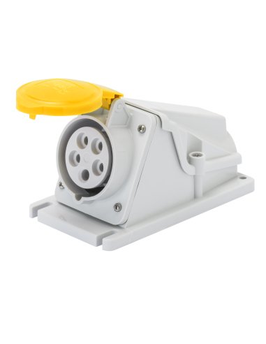 BASE FIJA DE PARED A 90° - IP44 - 3P+N+T 32A 100-130V 50/60HZ - AMARILLO - 4H - CONEXIONADO DE TORNI GEWISS GW62487