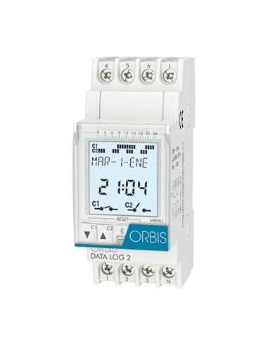 DATA LOG 12 V CA/CC.INTERRUPTOR HORARIO DIGITAL 1 CIRC.CONMUT.DIA/SEM. 40 MEMO.CAMBIO V - A000889817 ORBIS OB174072