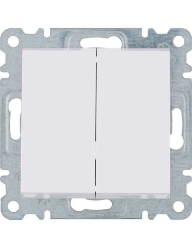 Interruptor doble LUMINA2 blanco polar HAGER WL0040 (EMBALAJE DE 12 UNIDADES)