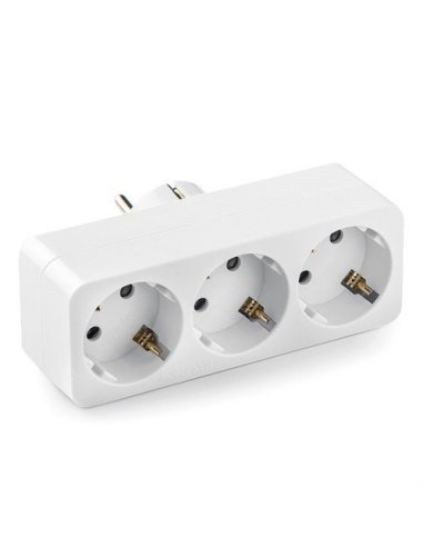 Adaptador triple toma tierra frontal 16A 250V - A001462175 FAMATEL 1330 (EMBALAJE DE 8 UNIDADES)