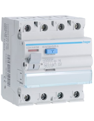 Diferencial 4P 40A 30mA tipo HI - A000146917 HAGER CDH440M