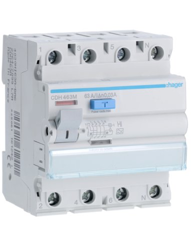 Diferencial 4P 63A 30mA tipo HI - A000146918 HAGER CDH463M