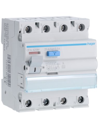 Diferencial 4P 25A 300mA tipo-A - A000146926 HAGER CFA425M