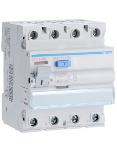 Diferencial 4P 25A 300mA tipo-AC - A000146932 HAGER CFC425M