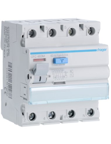 Diferencial 4P 63A 300mA tipo-AC - A000146934 HAGER CFC463M