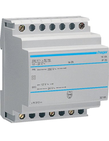 Transformador 16VA 230/12-24V - A000149843 HAGER ST313