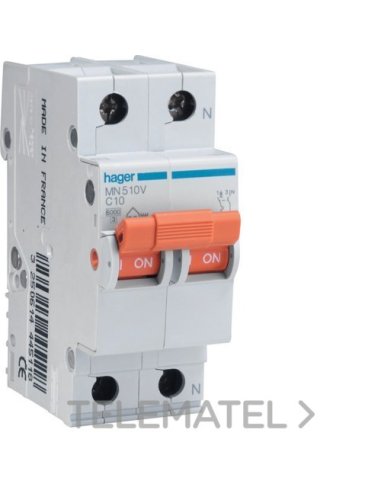 Interruptor automático MN bipolar 10A curva-C - A000149153 HAGER MN210V