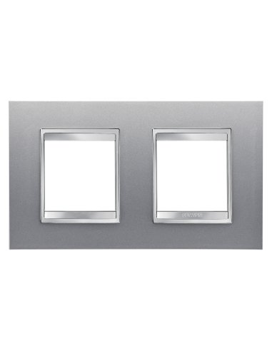 PLACA LUX INTERNATIONAL - TECNOPOLÍMERO BARNIZADO - 2+2 MÓDULOS HORIZONTAL - TITANIO -  - A000169250 GEWISS GW16223VT