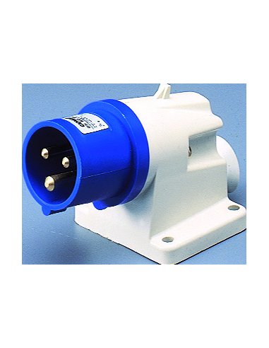 CLAVIJA FIJA DE PARED A 90° - IP44 - 2P+T 32A 200-250V 50/60HZ - AZUL - 6H - CONEXIONAD - A000172975 GEWISS GW60415